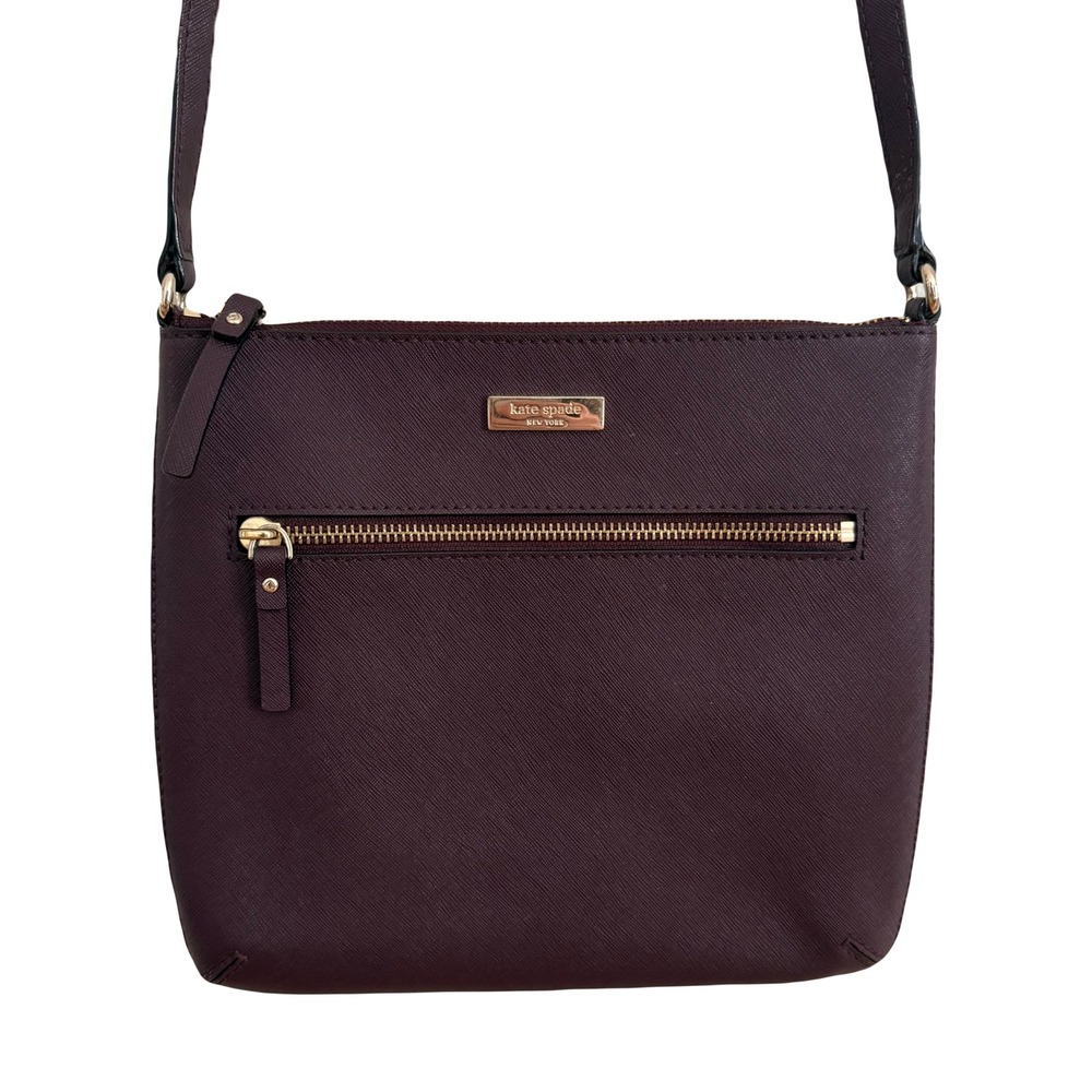 Kate Spade Laurel Way Rima Burgundy Leather Crossbody‎ Bag Classic Minimalist